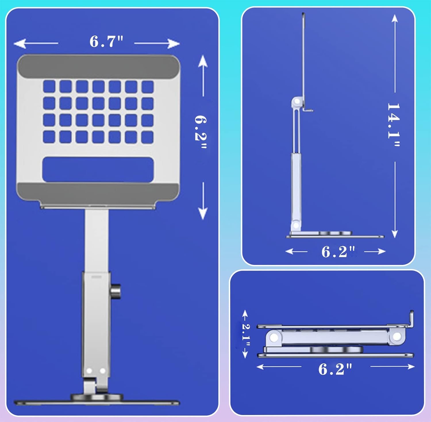 6.7"  
6.2"  
14.1"  
6.2"  
2.1"  
6.2"