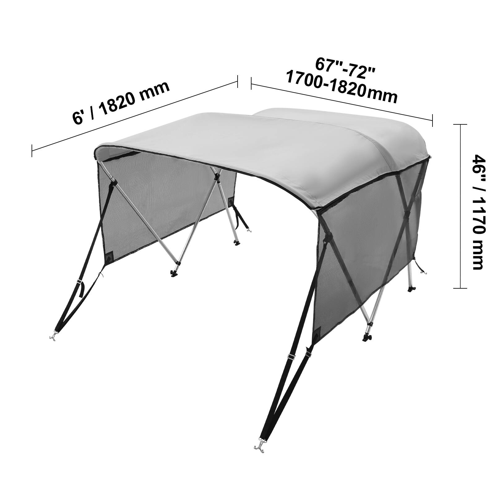 6' / 1820 mm  
67"-72" / 1700-1820 mm  
46" / 1170 mm