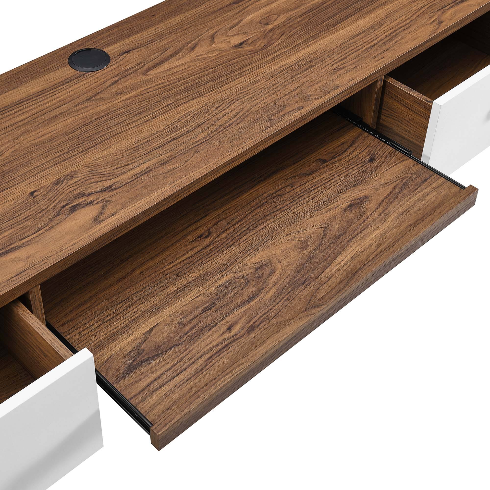 Alt View 5. Modway - Transmit 60" Wall Mount Wood Office Desk by Modway - Walnut White.