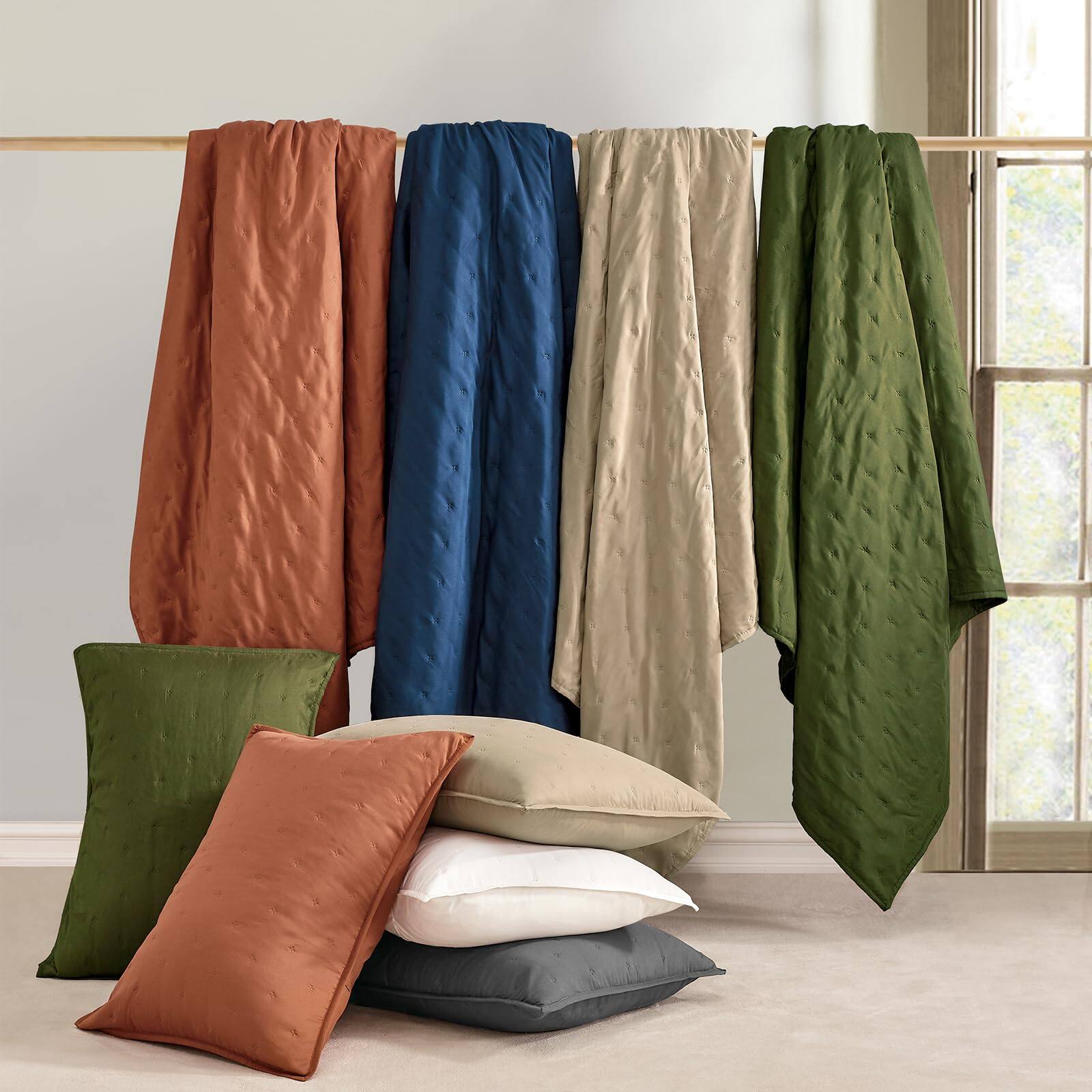 Alt View 1. Cedar Assembly - Ultrasonic Quilt Set Fullqueen Bedding Prewashed Microfiber Ultra Soft Lightweight Star Bedspread Coverlet - Ultrasonic-taupe-Full/Queen.