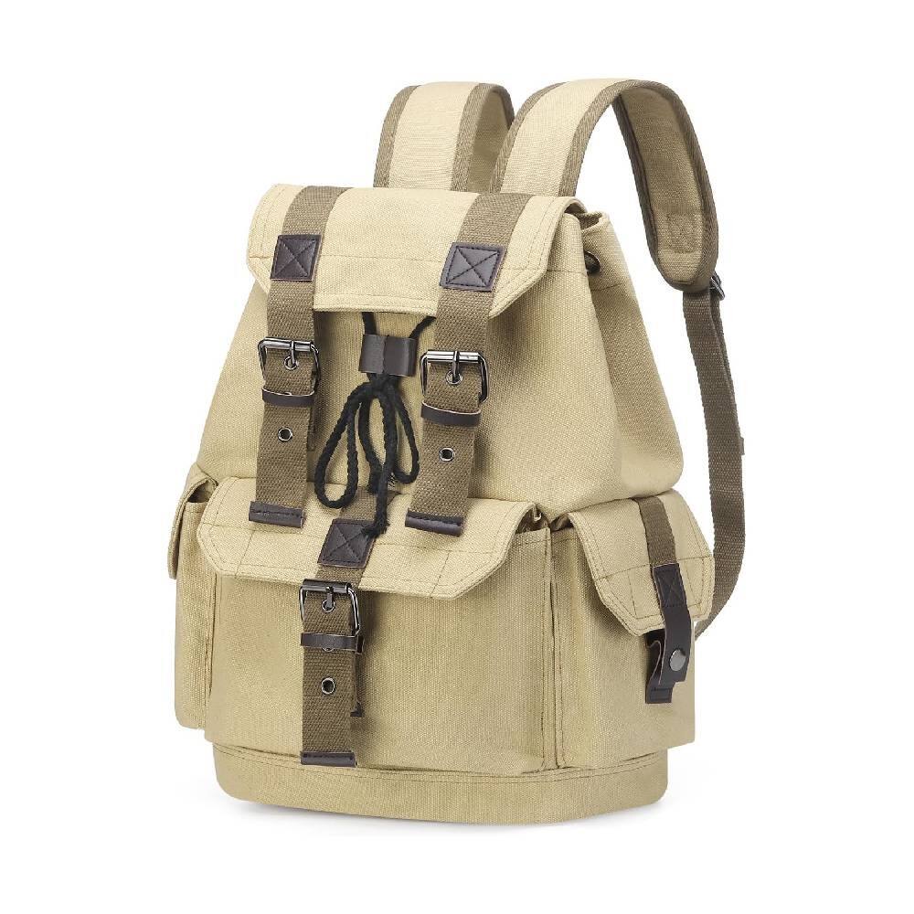 Front. Circus Cirle - Circus Cirle Durable Vintage Canvas Backpack - Yellow.