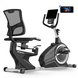 MERACH - S50 Recumbent Exercise Bike for Home & Seniors, Smart Bluetooth, LCD, Heart Rate Handles, Light Commercial Use - Black
