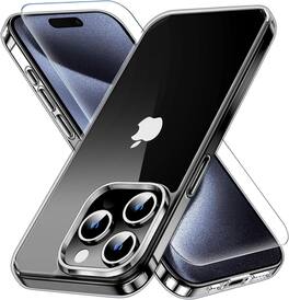 Entronix - Complete Protection Bundle for iPhone 15 Pro - Case with Screen Protector - Clear