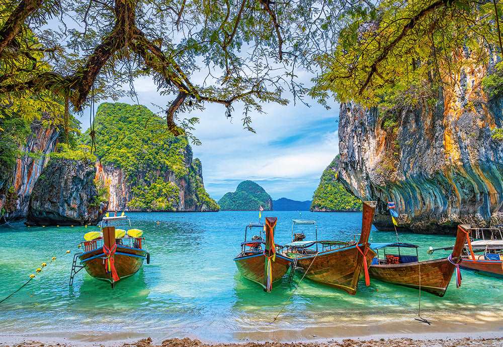 Angle. Castorland - CASTORLAND 1500 Piece Jigsaw Puzzles, Beautiful Bay in Thailand, Asia, Island, Fishing boat, Ocean puzzle,  C-151936-2 - Red.