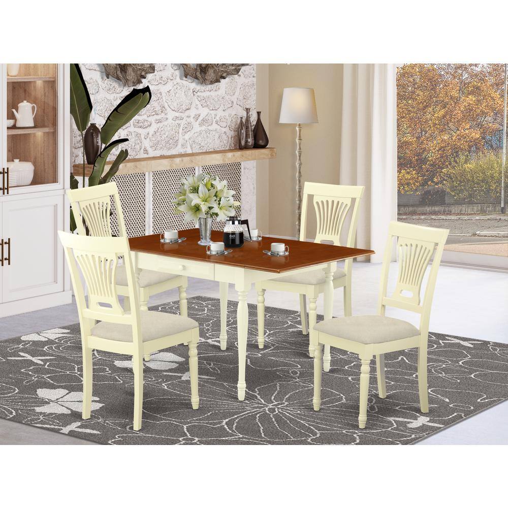 Angle. East West Furniture - Dining Room Set Buttermilk & Cherry - Brown.
