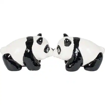 Front. Pacific Trading - Cutie Panda Bears Kissing Attractives Magnetic Ceramic Salt and Pepper Shaker Set - Multicolor.