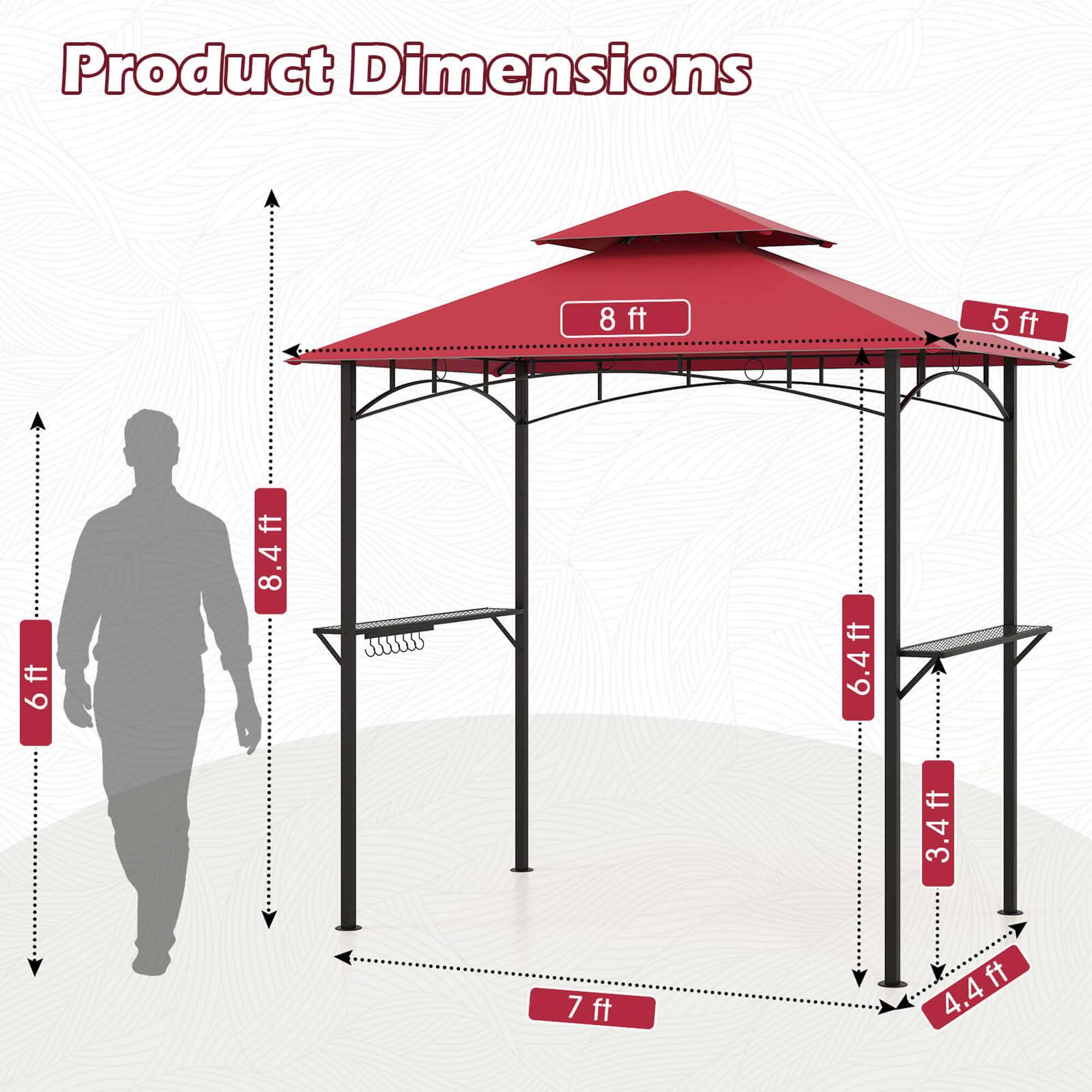 Product Dimensions: 8 ft, 5 ft, 6 ft, 8.4 ft, 6.4 ft, 3.4 ft, 7 ft, 4.4 ft