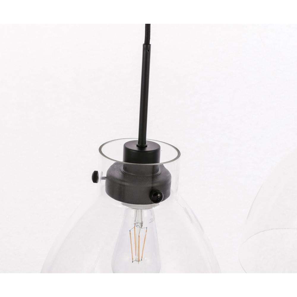 Alt View 1. Living District - Frey 3 light Black and Clear glass pendant - Black And Clear Glass.