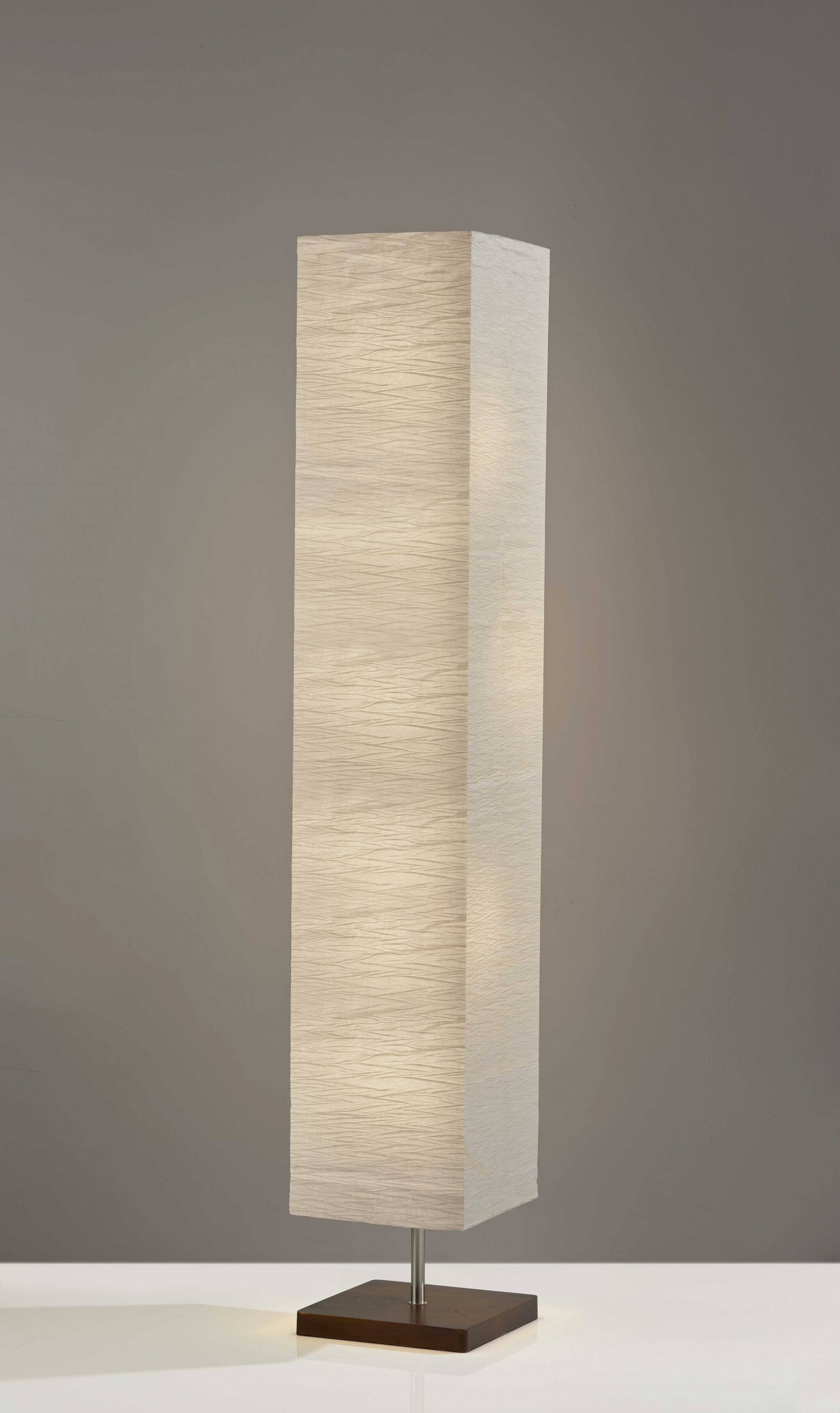 Alt View 1. Hivvago - Hivvago 57 Inch Brown And White Two Light Column Floor Lamp With White Paper Rectangular Shade - Brown, White.