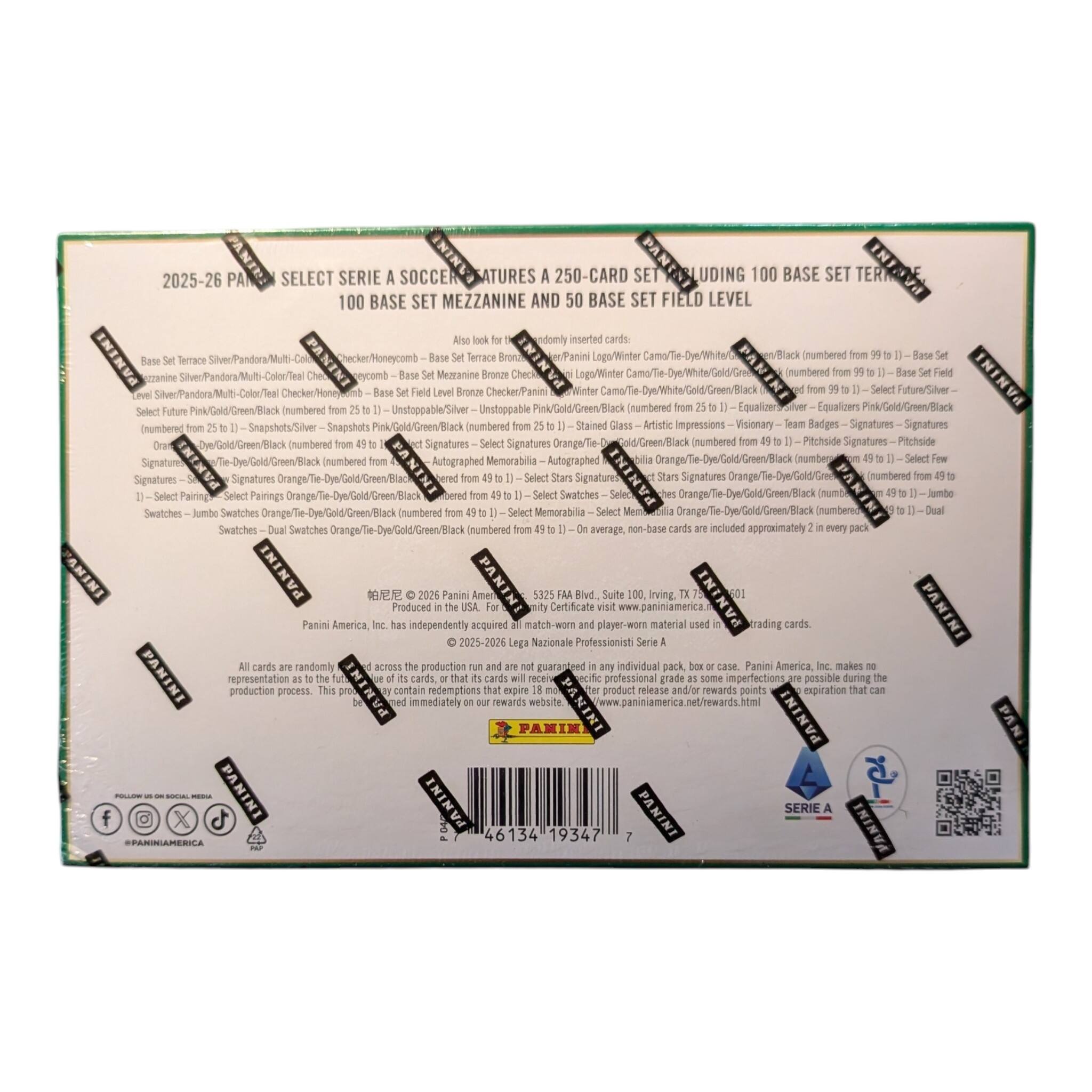 2025-26 Panini Select Serie A Soccer Mezzanine Autographs and 250-Card 50 Base Set Field Level

100 Base Set Mezzanine
100 Base Set Field Level

Also look for randomly inserted cards:
- CheckerMoneycomb Base Set Terrace Bronze Checker/Panini Logs/Winter Black (numbered)
- Panini Logs/Winter Black (numbered)
- Panini Logs/Winter Black (numbered)
- Panini Logs/Winter Black (numbered)
- Panini Logs/Winter Black (numbered)
- Panini Logs/Winter Black (numbered)
- Panini Logs/Winter Black (numbered)
- Panini Logs/Winter Black (numbered)
- Panini Logs/Winter Black (numbered)
- Panini Logs/Winter Black (numbered)
- Panini Logs/Winter Black (numbered)
- Panini Logs/Winter Black (numbered)
- Panini Logs/Winter Black (numbered)
- Panini Logs/Winter Black (numbered)
- Panini Logs/Winter Black (numbered)
- Panini Logs/Winter Black (numbered)
- Panini Logs/Winter Black (numbered)
- Panini