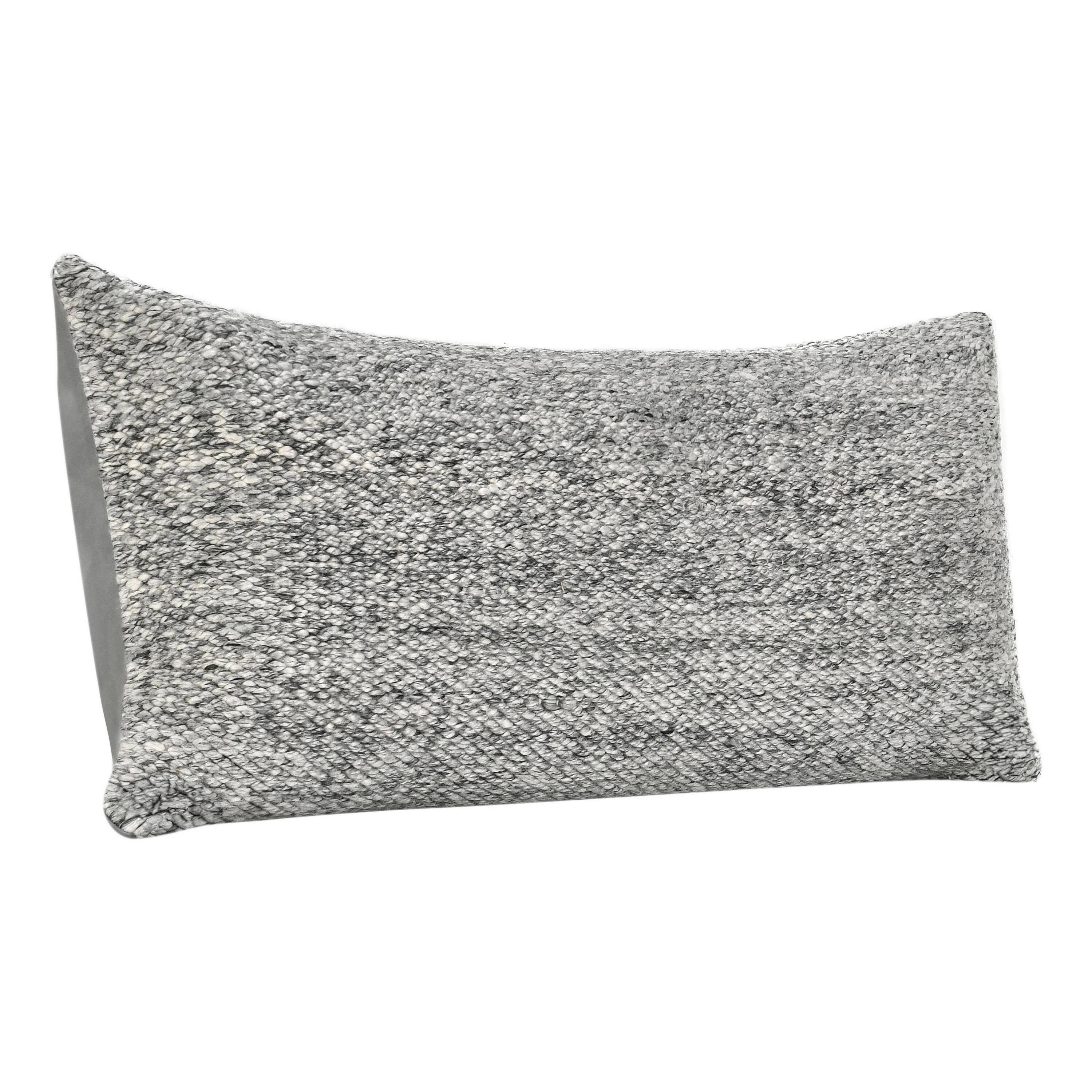 Back. Manhattan Lane - Ruff Lumbar Accent Throw Pillow, 16x36, Textu  Recycled Fabric - Gray.