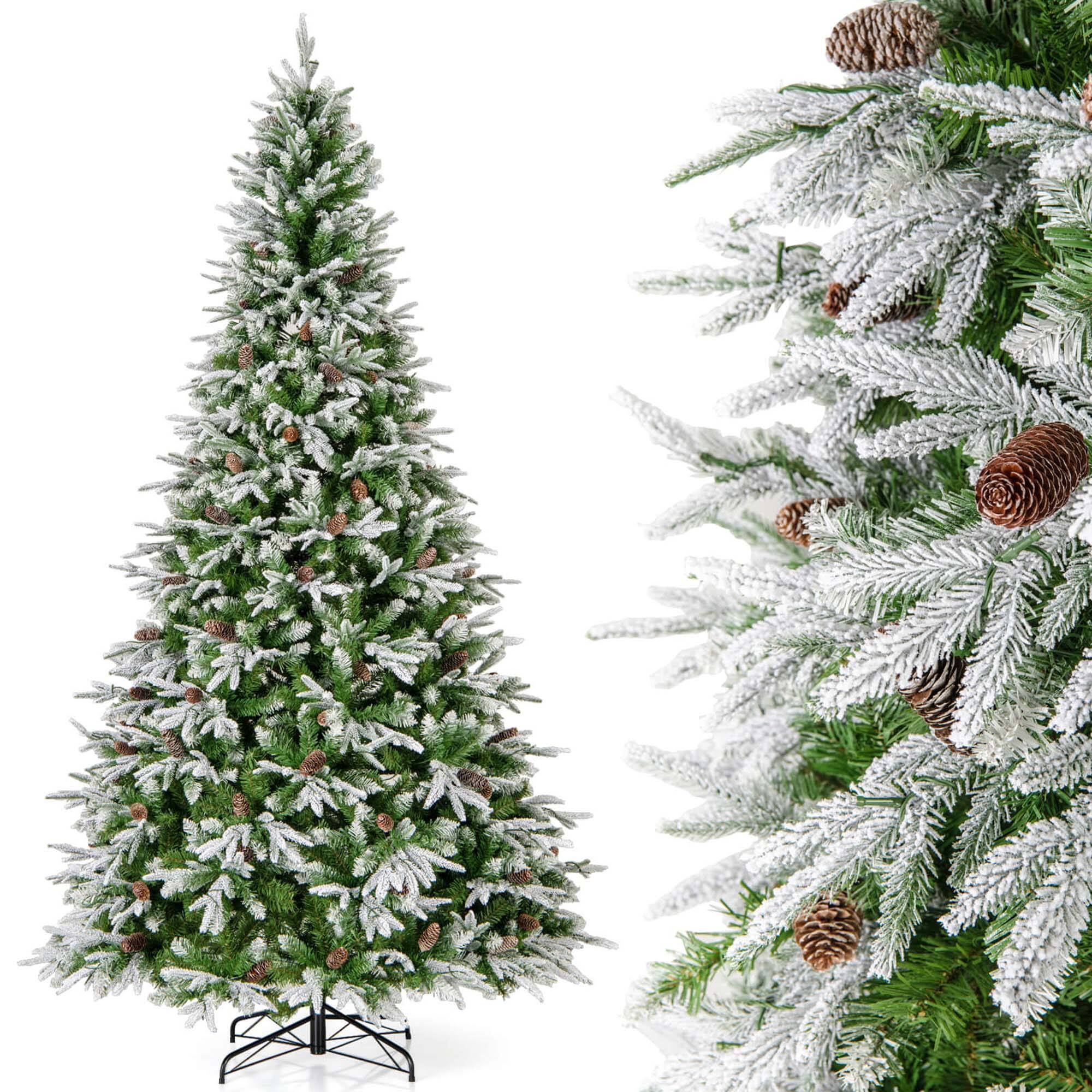 Alt View 9. Costway - Costway 9 FT Artificial Christmas Tree Hinged Xmas Tree with 1871 Branch Tips 690 Lights - Green,White.