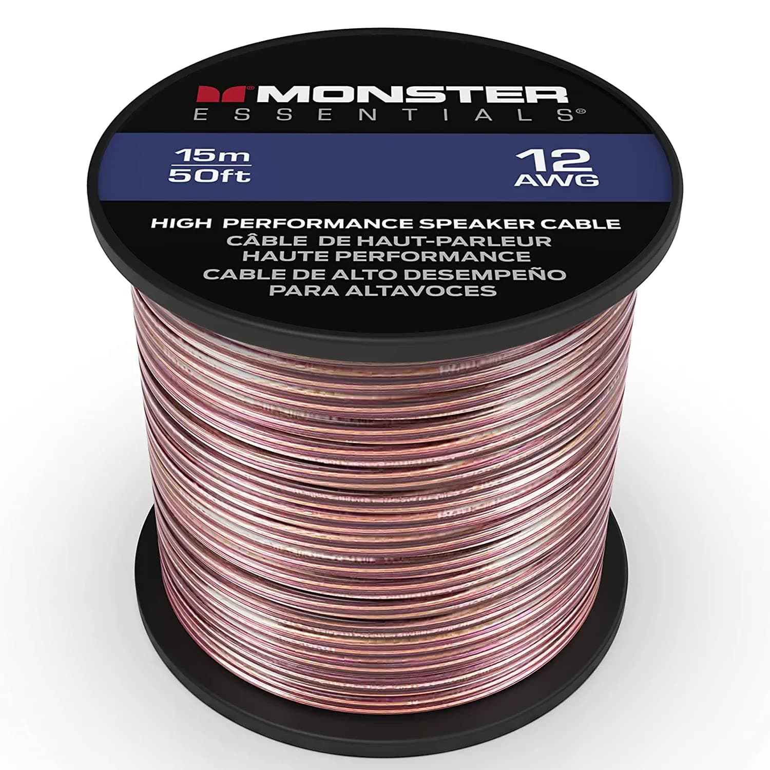 Monster - XP Copper Clad Aluminum (CCA) Speaker Wire 12 Gauge Cable 50 FT Spool - Ideal for Home Cinema Cables and Car Audio Cable - Rose Gold