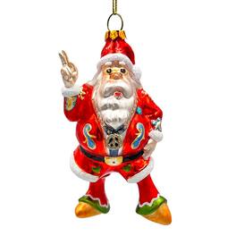 OrnamentallyYou - Groovy Santa Eclectic Hippie Glass Christmas Ornament Unique Hippy Tree Decor - Multi-colored