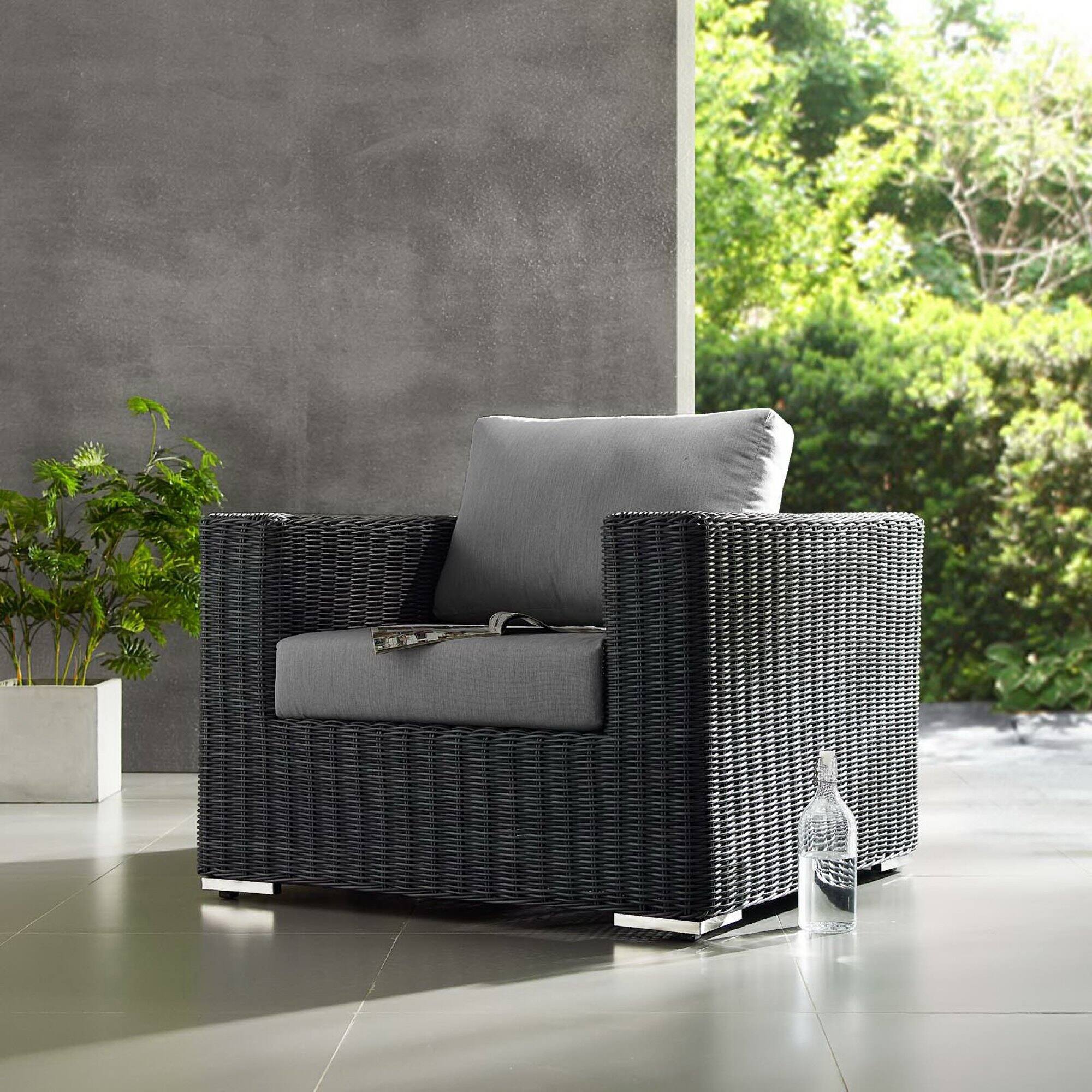Back. Modway - Summon Outdoor Patio Fabric Sunbrella® Armchair by Modway - Canvas Gray.