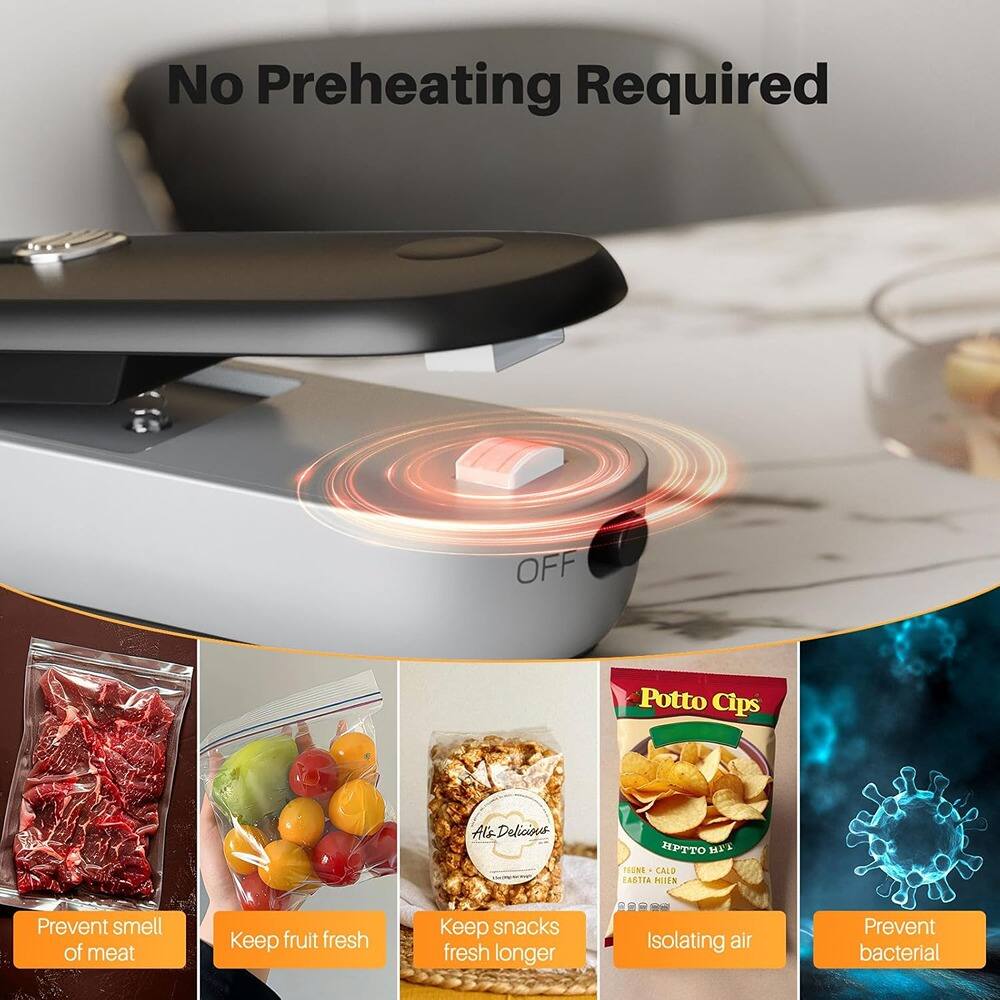 No Preheating Required

- Prevent smell of meat
- Keep fruit fresh
- Keep snacks fresh longer
- Isolating air
- Prevent bacterial