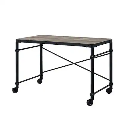 Front. Manhattan Lane - Writing Desk with Casters and Nail Accents, Black - Black.