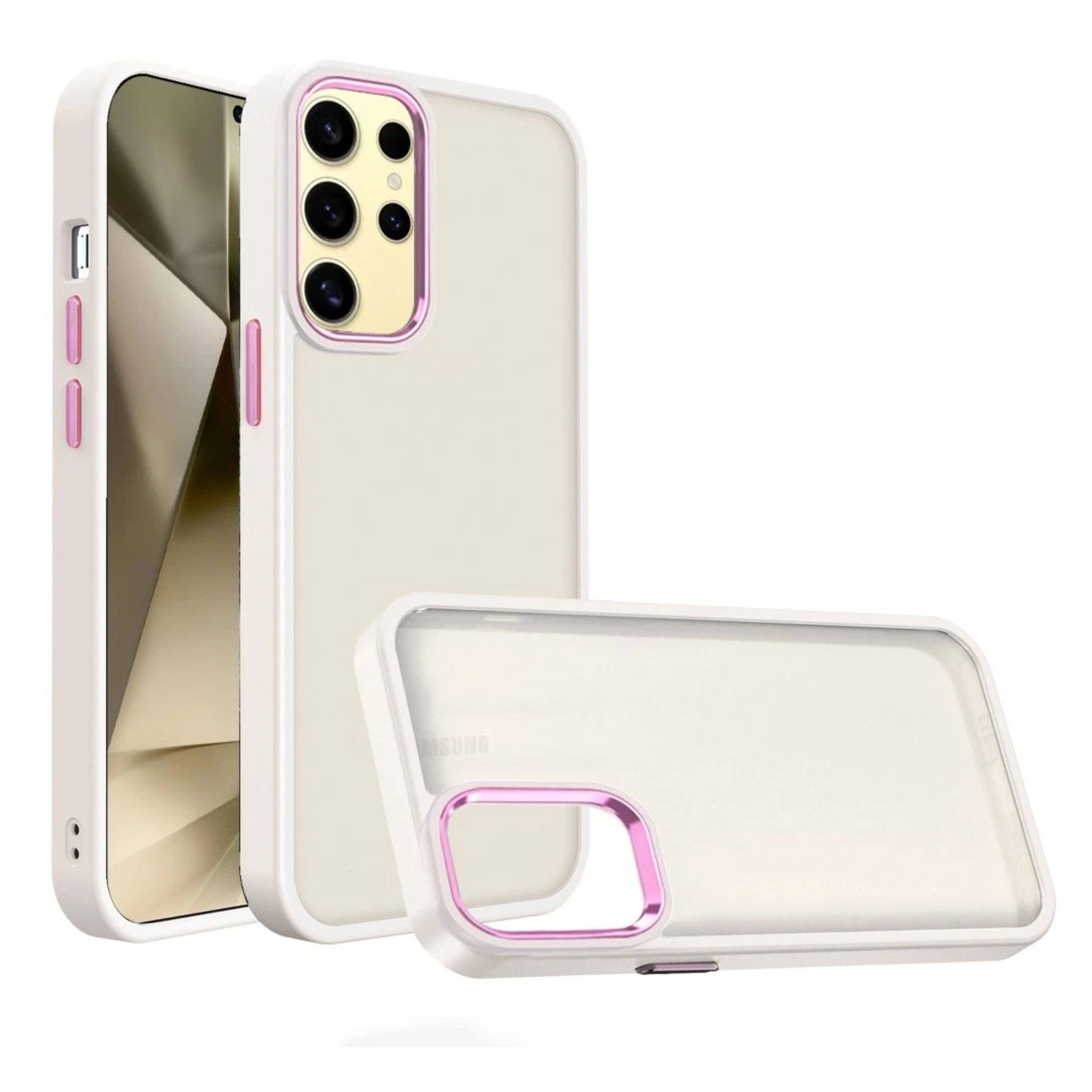 Front. Kitcheniva - Thick Acrylic Hybrid Cover With Metal Buttons Phone Case For Samsung Galaxy S24+ Beige - Beige.