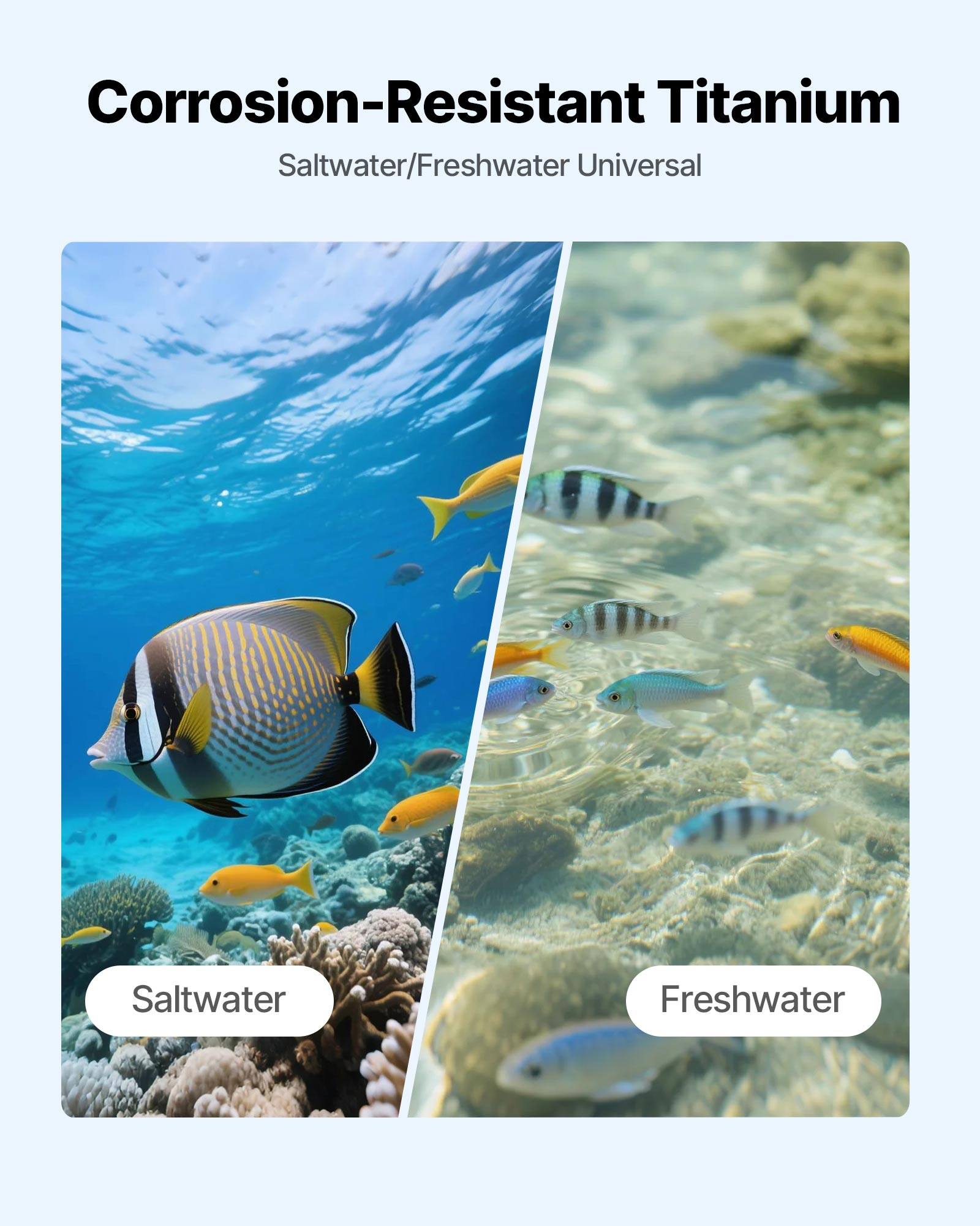 Corrosion-Resistant Titanium  
Saltwater/Freshwater Universal