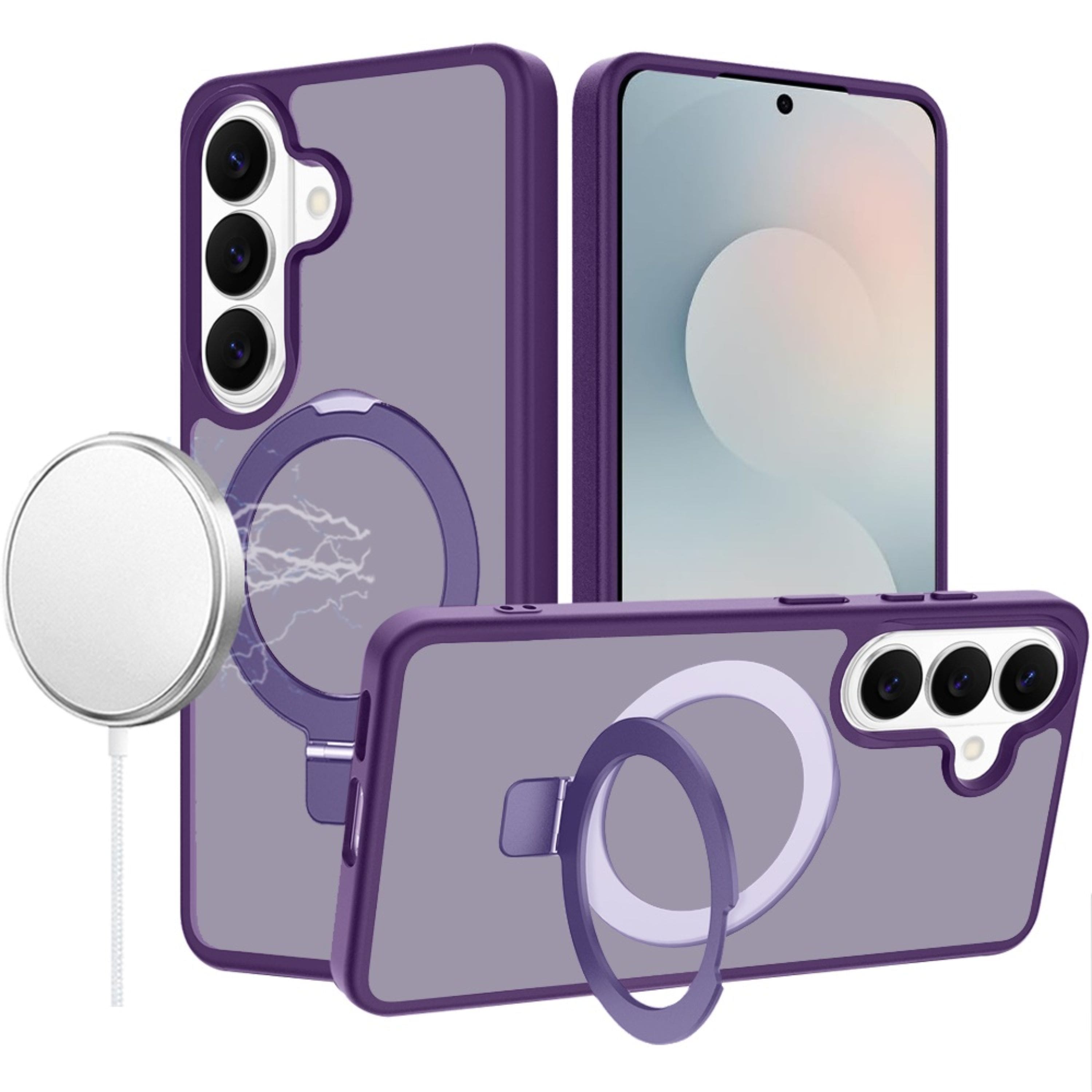 Kitcheniva - Metal Circle Ring Stand Rugged Cover Plus Tempered Glass For Samsung S25 FE - Dark Purple price history on PriceWatchPro