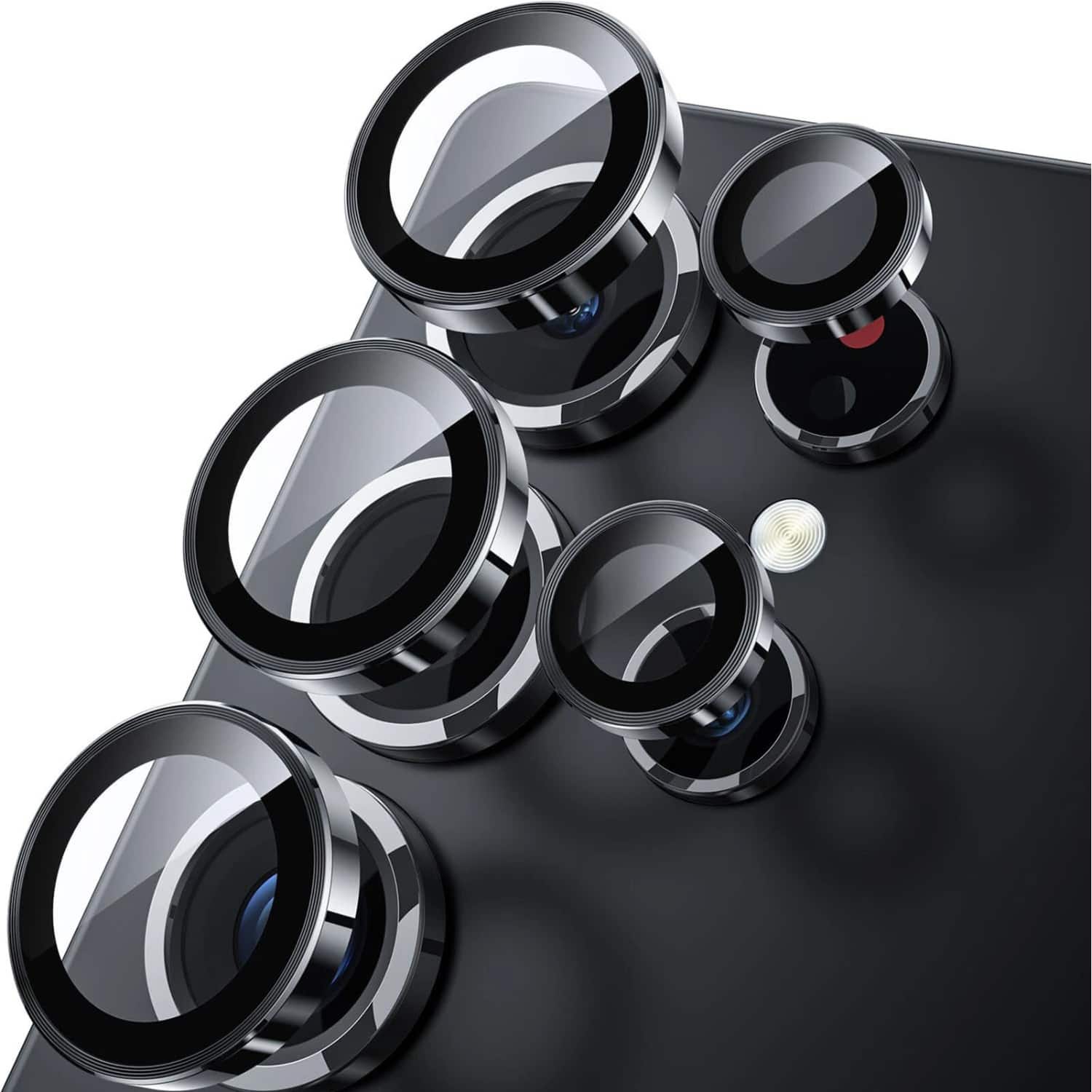 Front. Stock Preferred - Ultra Camera Lens Protector For Samsung Galaxy S25 Ultra - Black - Black.