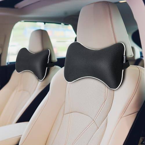 Pacoar Cade - Inflatable Travel Neck Pillow For Airplane Car Washable Pillowcase U Shaped Office Napping 100% SoftFabricღ TWO-BREATH - Black-2 Pack-Medium