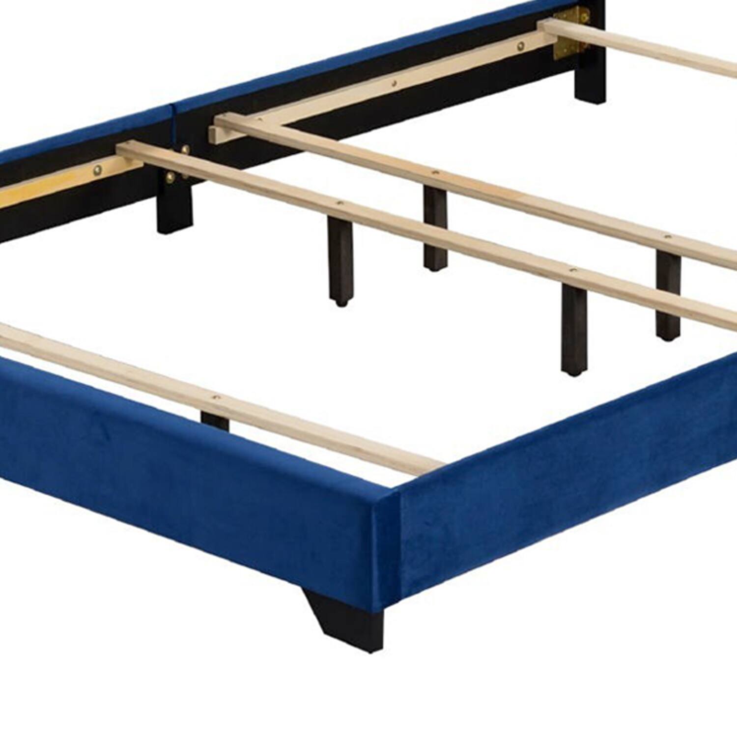Alt View 3. Manhattan Lane - Queen Bed with Platform Style and Nailhead Trim - Blue.
