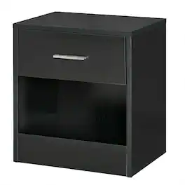 Homcom - Side Table with Drawer and Storage Shelf, End Table for Living Room - Black