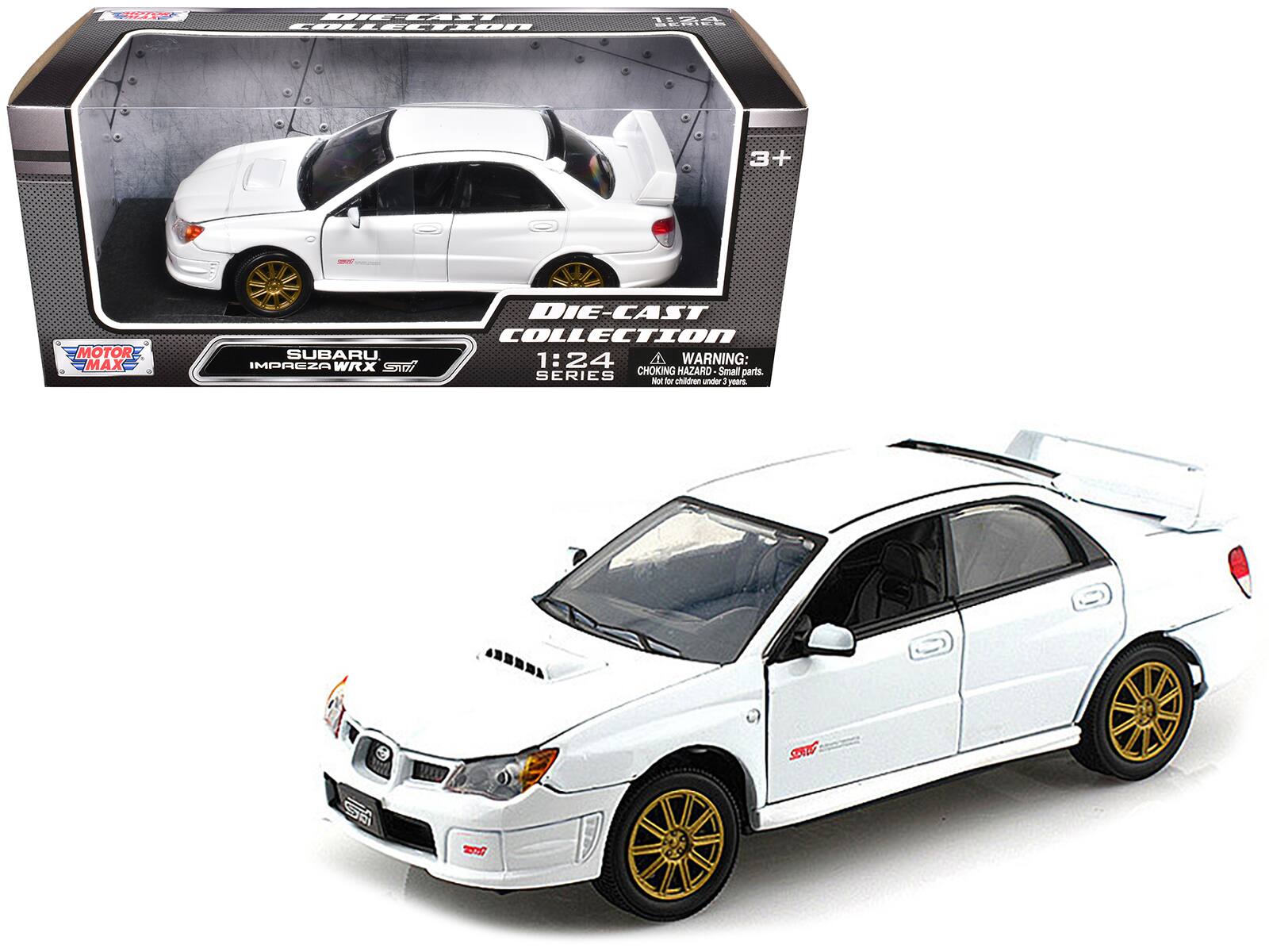 Subaru Impreza WRX STi White 1/24 Diecast Model Car by Motormax - White 