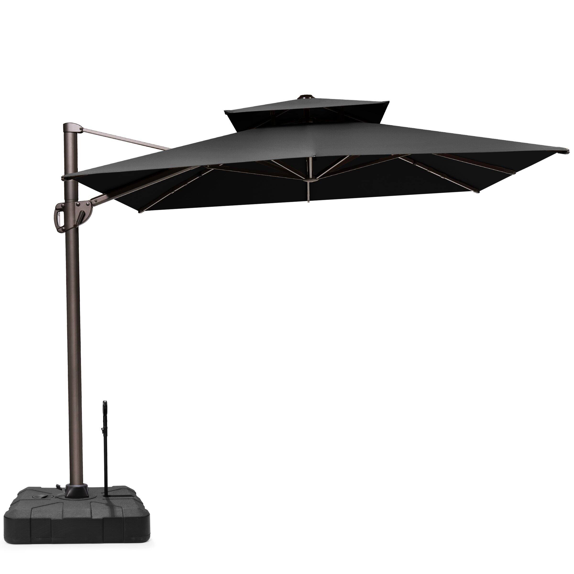Crestlive Products - 9x11ft Aluminum Double Top Crank Cantilever Patio Umbrella with Base - Black price history on PriceWatchPro