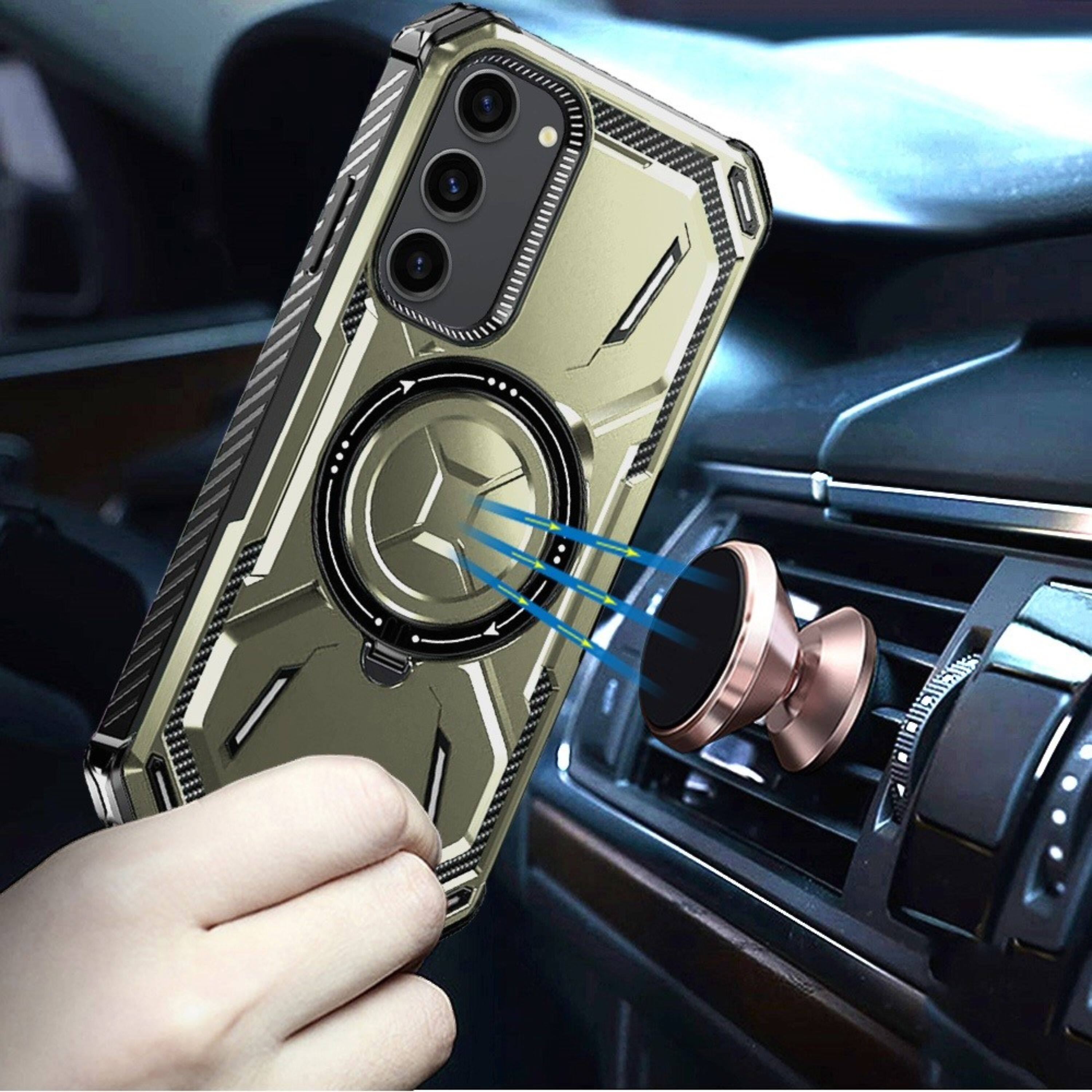 Left. Kitcheniva - Rugged Shockproof Ring Stand Magnetic Charging Phone Case For Samsung Galaxy S24+ Light Green - Light Green.