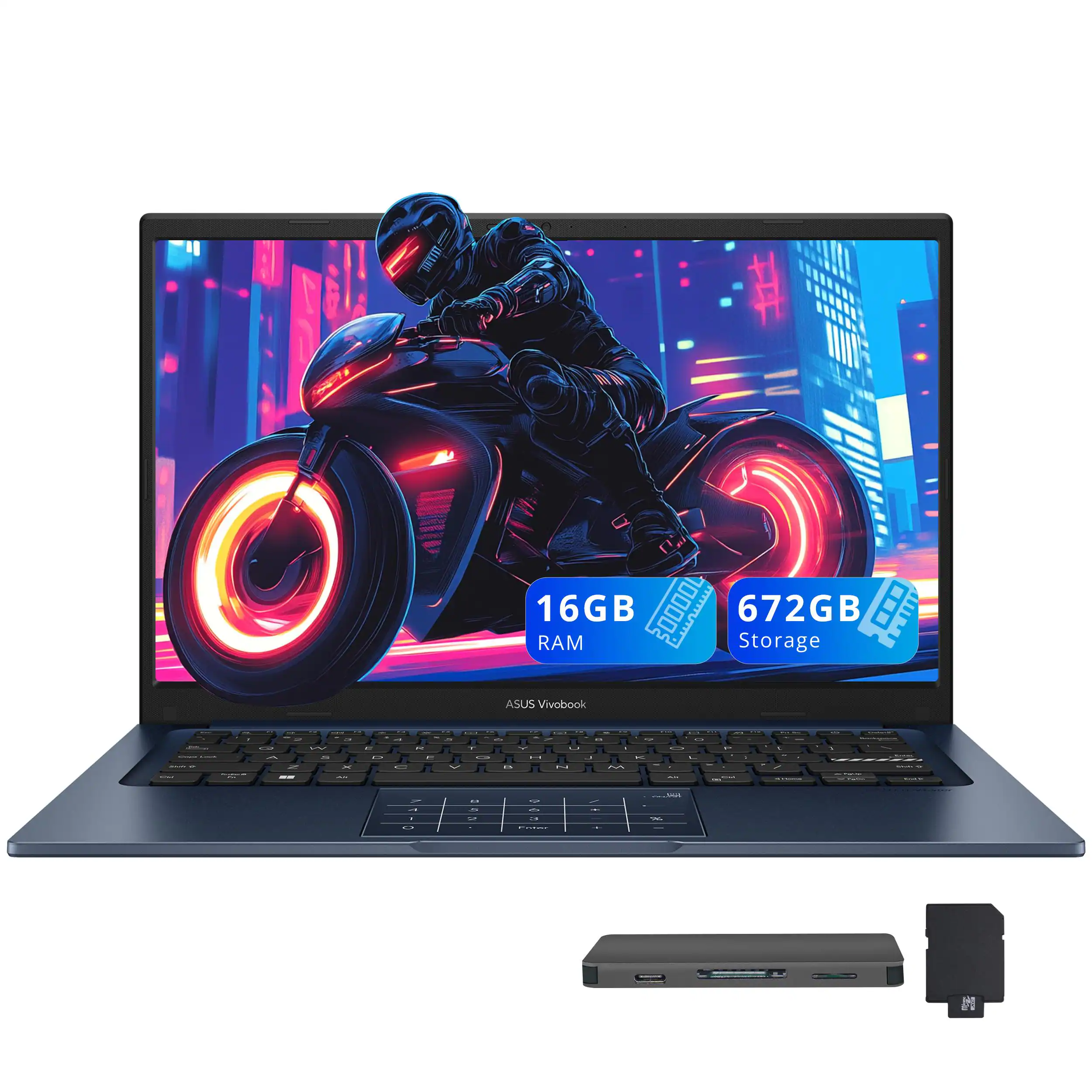 ASUS - Vivobook 14 14" FHD Laptop,Intel Core i3 1315U,16GB RAM,512GB SSD+160GB Docking Station Set,Win 11 Pro - Blue