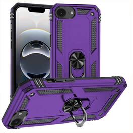 Kitcheniva - Ring Metal Kickstand Hybrid Case With Tempered Glass For iPhone 16e 17e - Purple