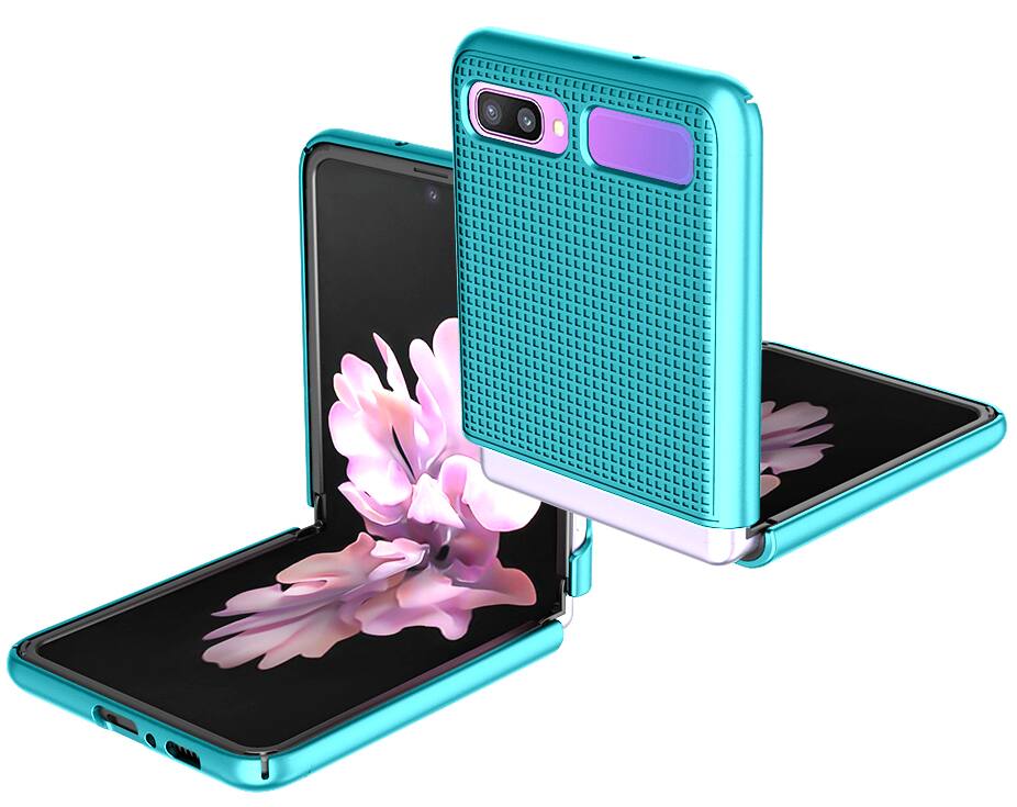 Alt View 4. Nakedcellphone - Hard Case for Samsung Galaxy Z Flip 5G Phone (2019/2020) - Teal.