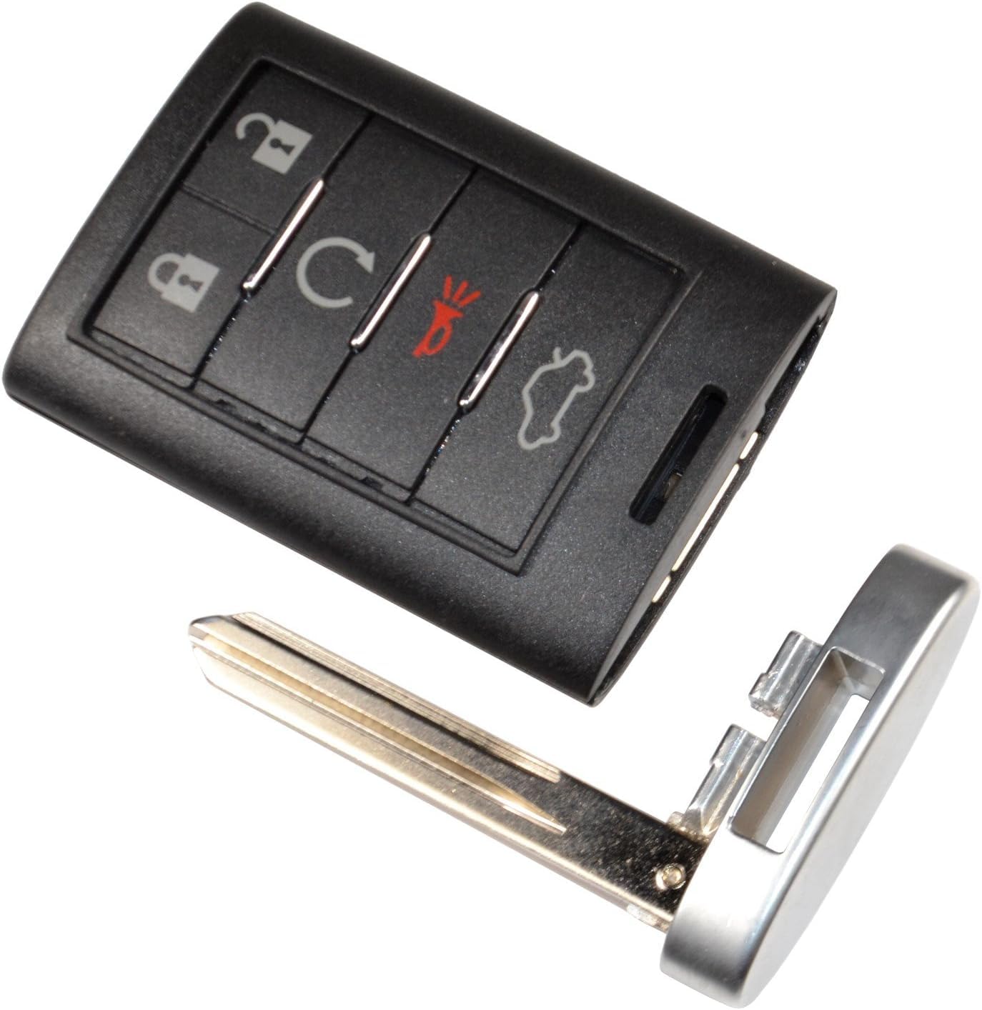 Alt View 1. HQRP - Flip Key Fob Shell Case with 5 Buttons and Battery for Cadillac CTS STS SRX DTS 2008-2013 - Black.