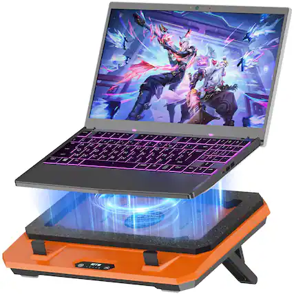 Front. HongFei - Laptop Cooling Pad with Adjustable Stand, Turbo Cooling Fan, Air Filter & USB Hub, Fits 10–17" Gaming Laptops - GT300F1(Hub).
