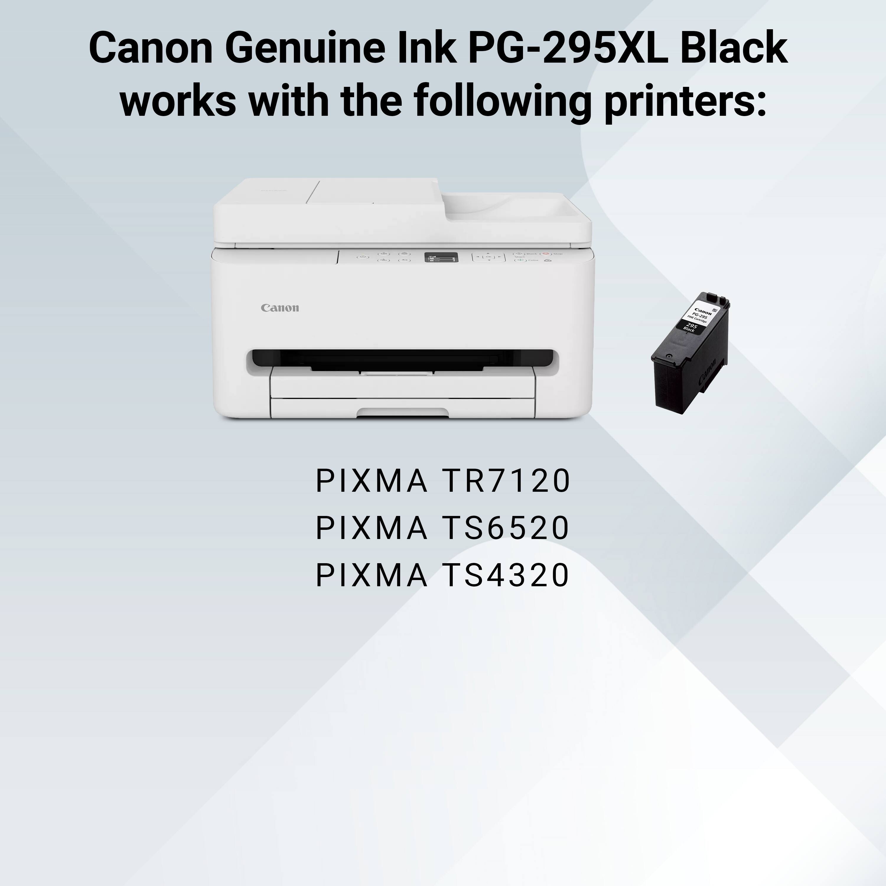 Canon Genuine Ink PG-295XL Black works with the following printers:  
PIXMA TR7120  
PIXMA TS6520  
PIXMA TS4320