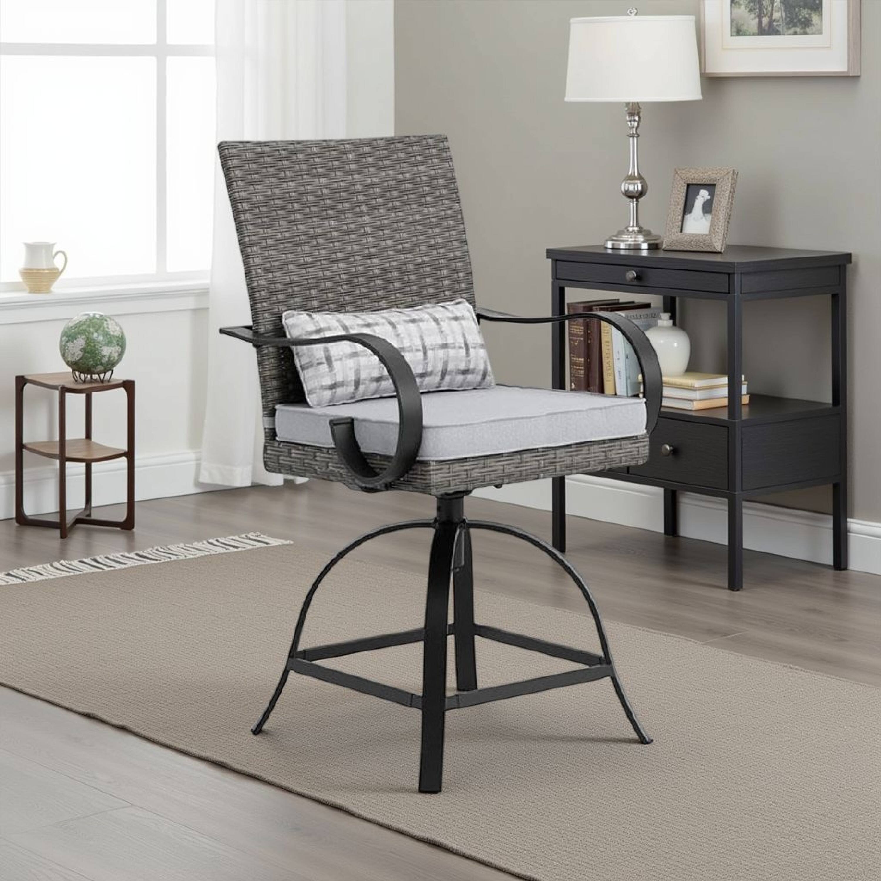 Alt View 5. Manhattan Lane - Leki Swivel Counter Height Chair Set of 2 - Black, Gray.