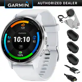 Garmin - Venu 3 GPS Smartwatch with Whitestone Case 45mm + Charging Dock Bundle - Stainless Steel and Whitestone - (2023)