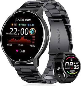 YONWAY - 1.28" HD Smart Watch, Fitness Tracker Watch with Bluetooth Calling, Heart Rate and Sleep Monitor for iPhone & Android - Black - (2025)