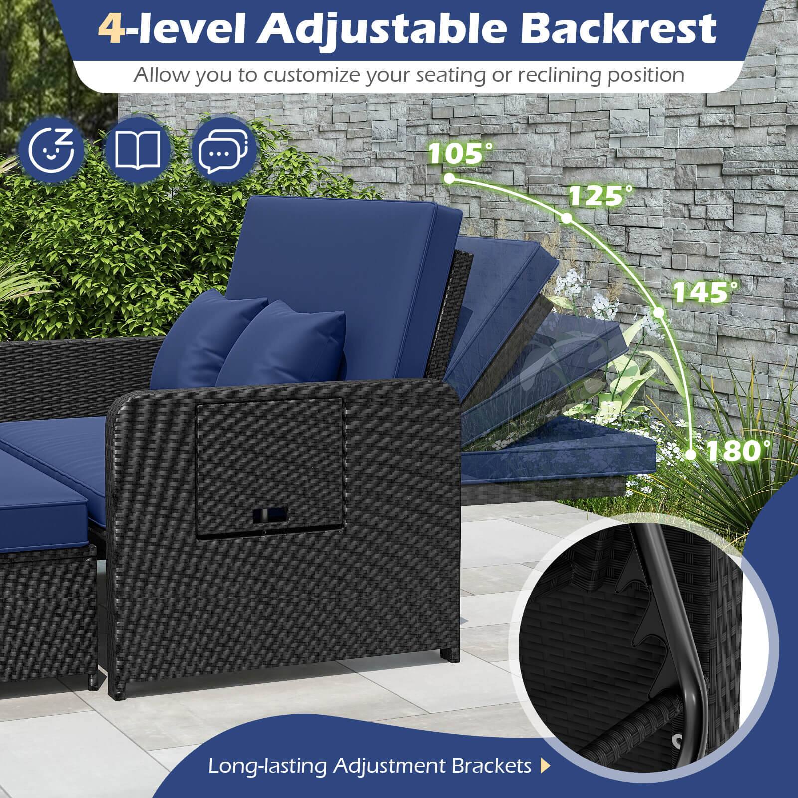 4-level Adjustable Backrest  
Allow you to customize your seating or reclining position  

105°  
125°  
145°  
180°  

Long-lasting Adjustment Brackets