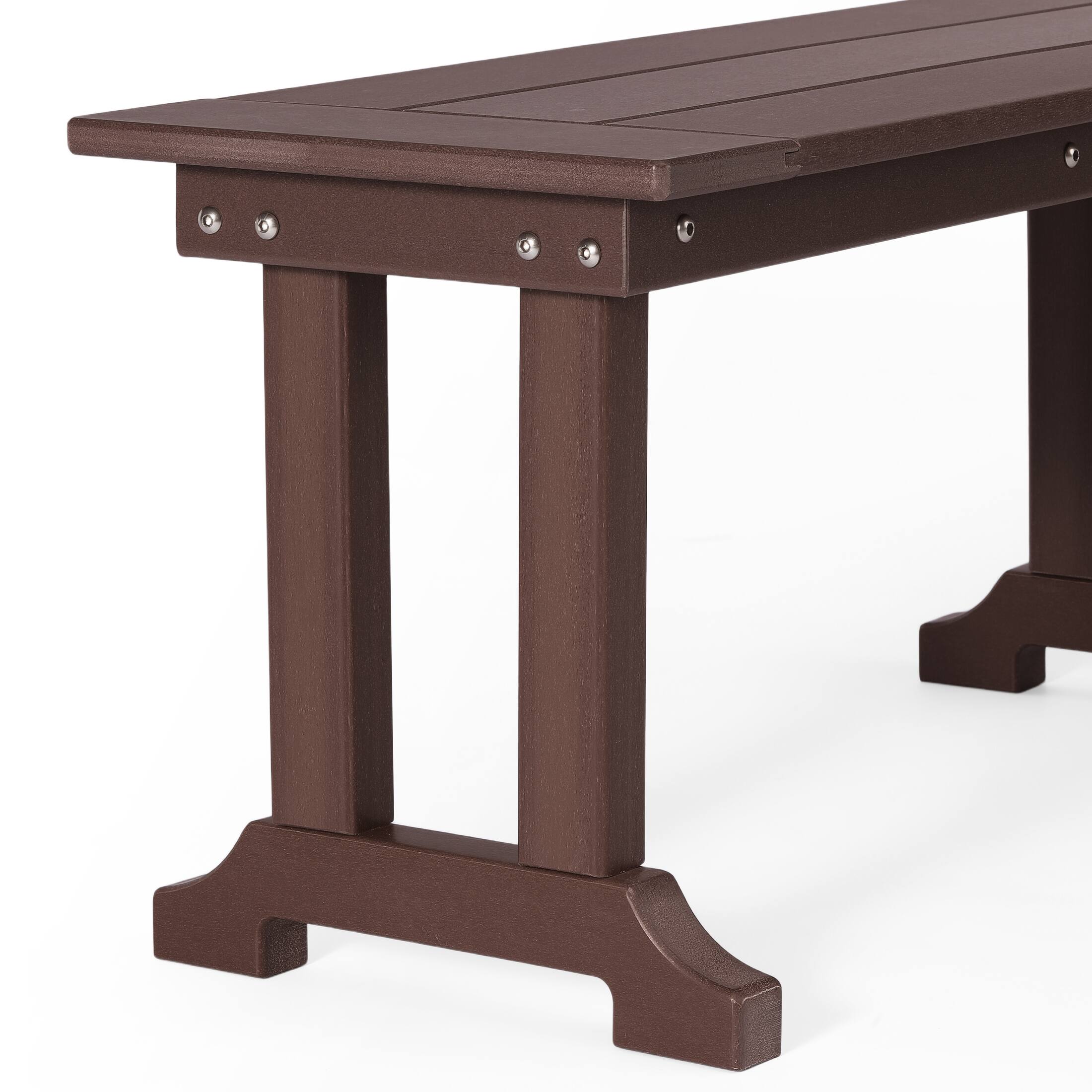 Alt View 3. WestinTrends - WestinTrends Malibu 65" Outdoor Patio Trestle Dining Bench - Dark Brown.
