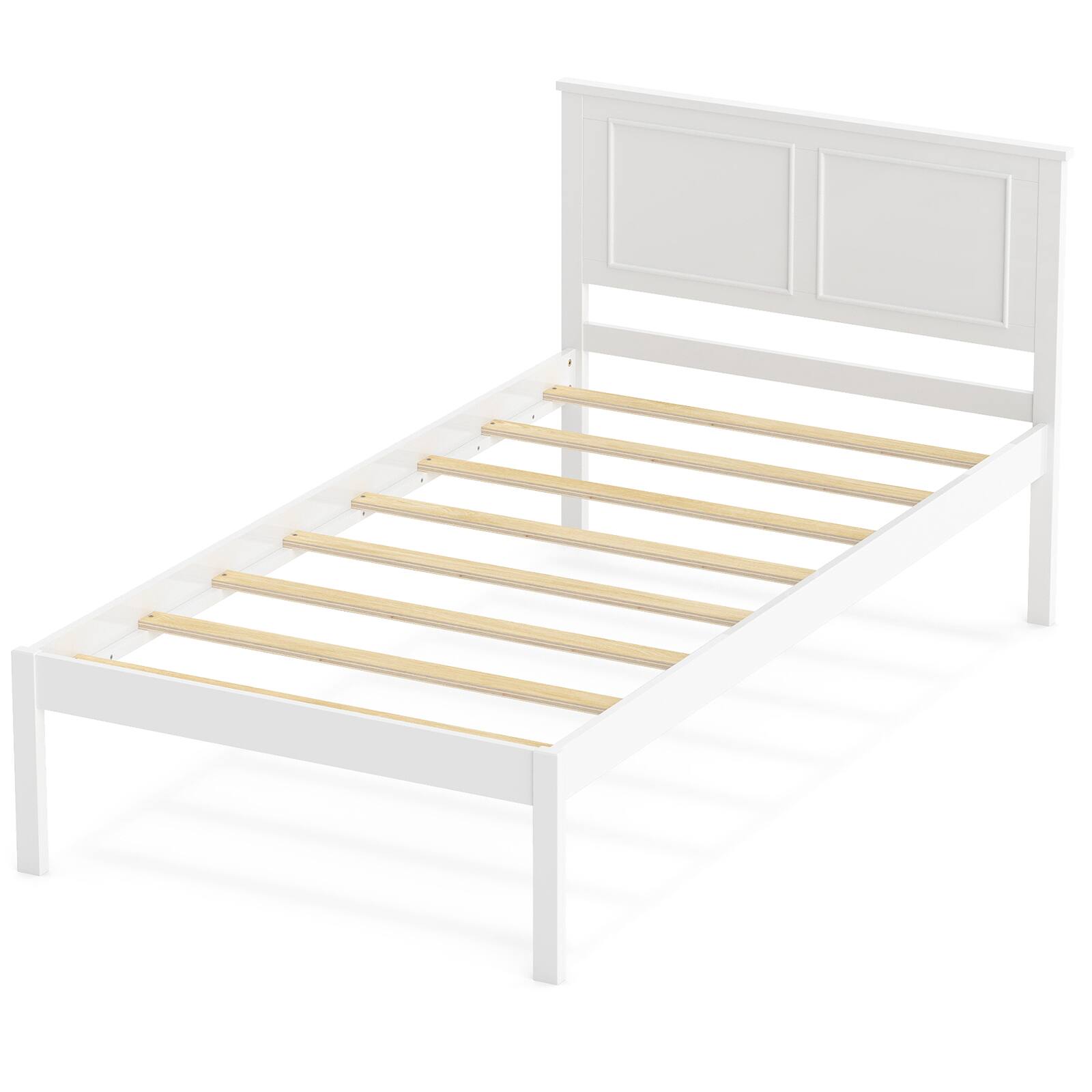 Alt View 9. Gymax - Gymax Twin Size Bed Frame Farmhouse Wooden Platform Bed w/Headboard Under-Bed Storage - White.