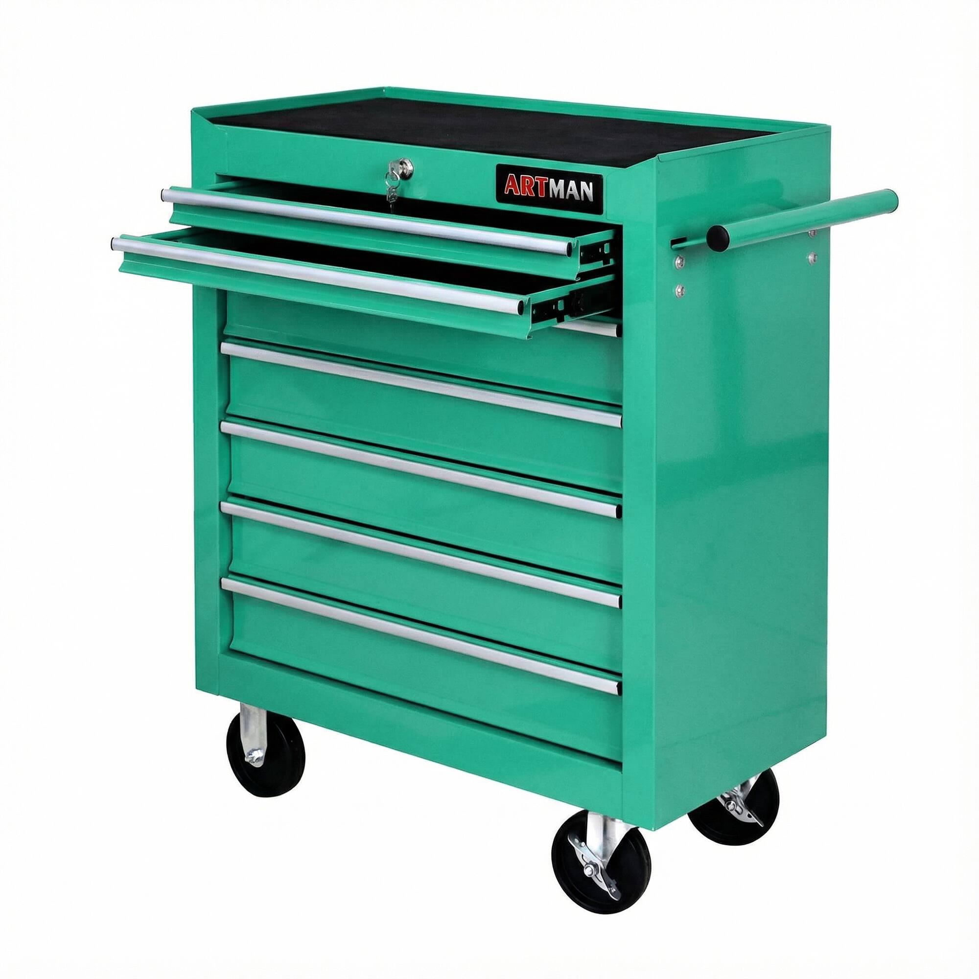 Back. LOVMOR - 7 DRAWERS MULTIFUNCTIONAL TOOL CART WITH WHEELS.