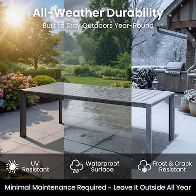 All-Weather Durability  
Built to Stay Outdoors Year-Round  

UV Resistant  
Waterproof Surface  
Frost & Crack Resistant  

Minimal Maintenance Required - Leave It Outside All Year