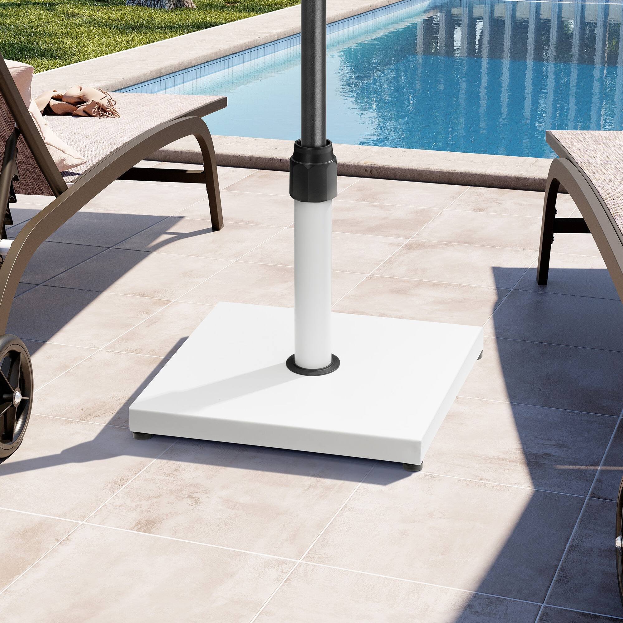 Back. Crestlive Products - Crestlive Products 45lbs Wind-Resistant Heavy Duty Patio Umbrella Base for Outdoor Use with Windproof Design - White.