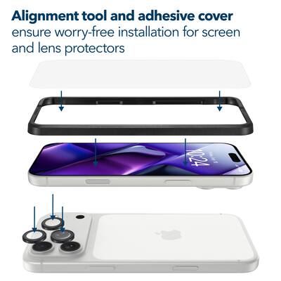 NEW'C Set van 4, 2 x Screenprotector voor iPhone 12 (6,1 Inch) en 2 x Camera Lens Protector - Gehard Glass Schermbeschermer - Luchtbelvrij - Ultrabestendig - 9H hardheidsglas NEW'C Set van 4, 2 x Screenprotector voor iPhone 12 (6,1 Inch) en 2 x Camera Lens Protector - Gehard Glass Schermbeschermer - Luchtbelvrij - Ultrabestendig - 9H hardheidsglas