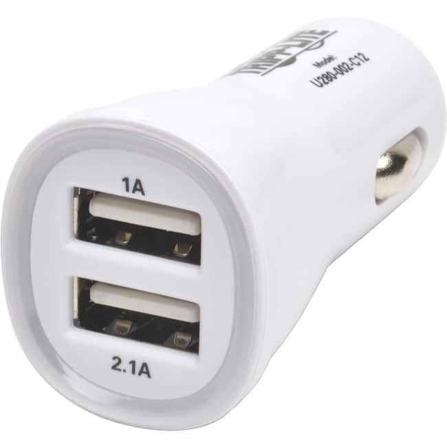 Eaton Tripp Lite Series Dual-Port USB Tablet / Phone Car Charger, 5V 3.1A / 15.5W - 12 V DC Input Voltage - 5 V DC - White