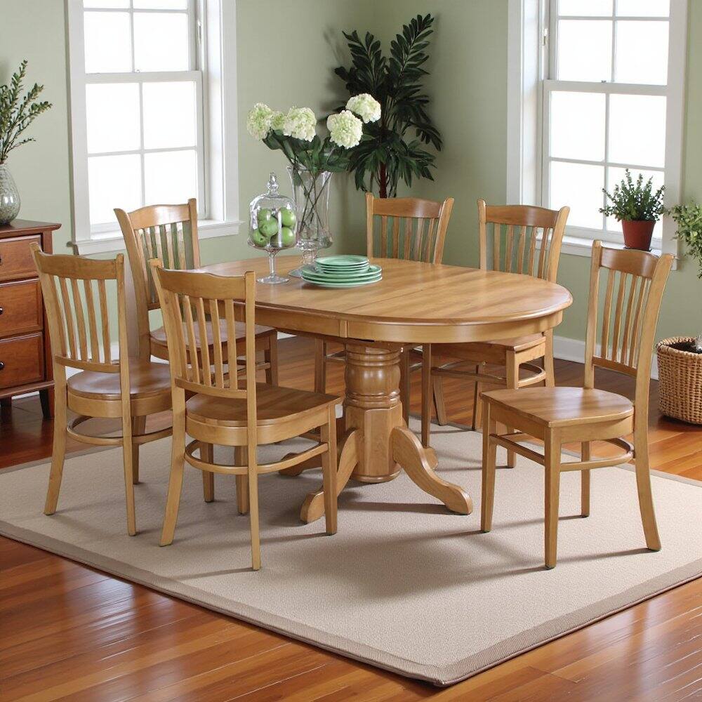 Back. FurniFact - Elegant Wooden Dining Room Table Set for 4 – Kitchen Table and Chairs - Oak.