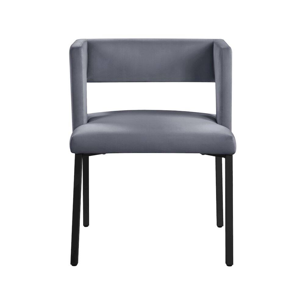Alt View 3. Meridian Furniture - Caleb Grey Velvet Dining Chair, Set of 2 - Grey.